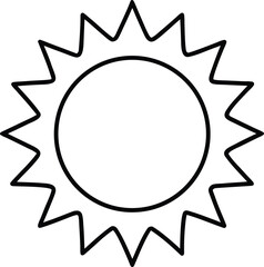 sun icon outline vector illustration on transparent background