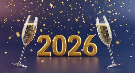 Golden Year Celebration Champagne Toast new year golden numbers