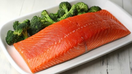 Delicious Salmon Fillet with Steamed Broccoli