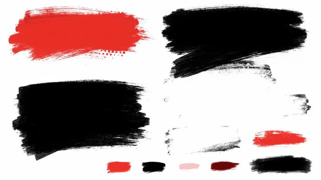 Abstract brush strokes in black, red, and white