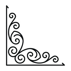 Fototapeta premium Elegant Corner Decoration: A Detailed Black Ornamental Scrollwork on White Surface