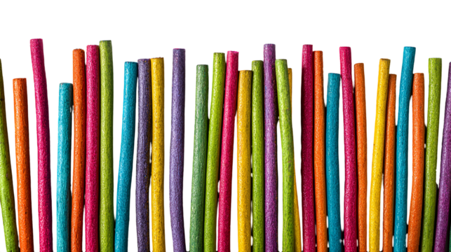 Colorful painted sticks vibrant rainbow pattern background