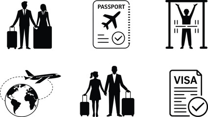 Travel and Immigration Icons Set passport visa