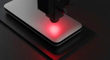 Black machine illuminating silver object technology