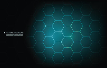 Dark hexagon technology abstract vector background with.gemetric hexagon pattern.