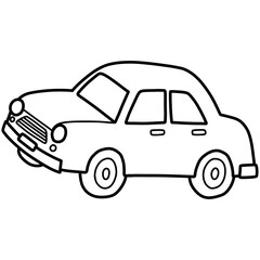 Hand drawn car cartoon illustration outline 