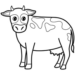 Hand drawn cow cartoon illustration outline 
