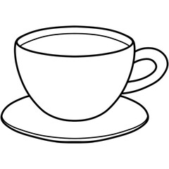 Hand drawn coffee cup cartoon illustration outline 