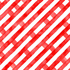 Obraz premium Watercolor Red Stripes Seamless Pattern: This graphic resource captures a vibrant red stripes grid, a stylish design for any creative project.
