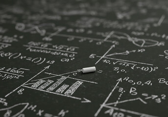 Engaging math chalkboard with equations and graphs perfect for education or science projects, inspiring learning and discovery in STEM fields today
