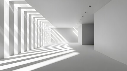 Obraz premium A sunlit, minimalist architectural hallway.