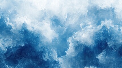 Dreamy blue sky with fluffy clouds creating a serene and peaceful atmosphere, perfect for backgrounds, wallpapers, or adding a touch of calmness to any project