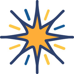 Blue and orange starburst icon, celebration or sparkle symbol
