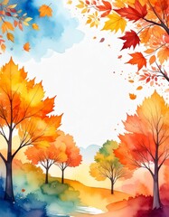 autumn background card with space for text, leaves for fall 