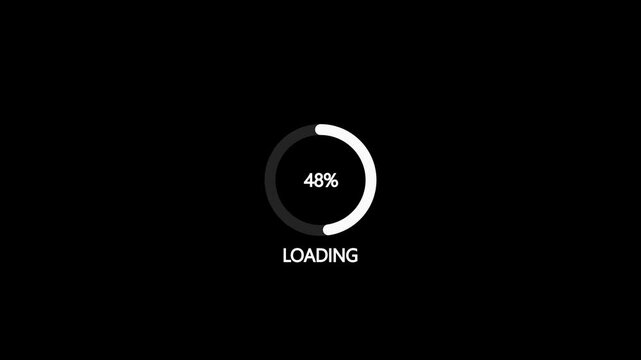 Loading process line. black progress loading circle on black background. loading animation by glitch effect.
