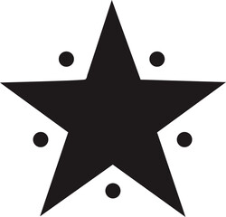 Black star with dots and a smaller star, abstract design
