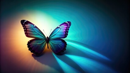 Butterfly Silhouette Backlit Glow, Clean Flat Lay Photography,  Solid Color Background, Copy Space Design