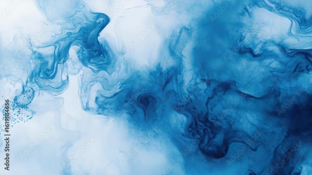 Poster blue marbled paper design with flowing lines and a sense of depth, creating an abstract art style