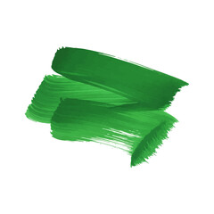 Vibrant green paint brush strokes creating an abstract texture on a clean white background, a dynamic artistic element