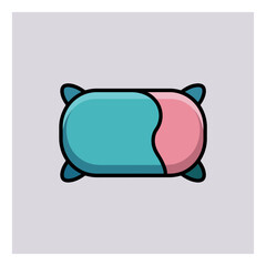Vibrantly colored cartoon pillow featuring a split design in turquoise and pink with charming rounded corners and subtle shading