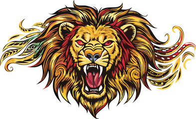 Obraz premium lion head vector reallife art illustration