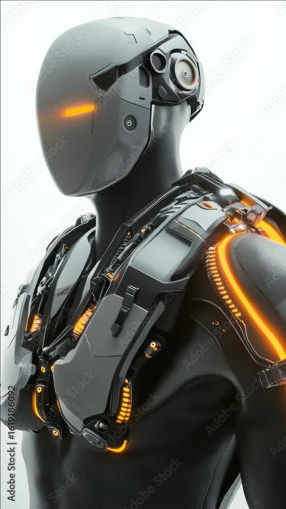 Poster high-tech display model showcasing robotic technology.