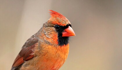Stunning Female Northern Cardinal Perched with Vibrant Plumage with Bokeh Background.