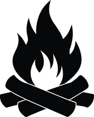  campfire with logs and-flames vector art illustration