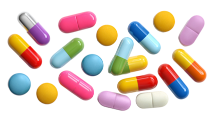 Colorful pills and capsules medicine healthcare treatment