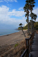 fine seaside walkway in winter