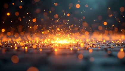 Fototapeta premium A blurry, abstract background with bokeh lights in shades of orange and blue, creating a warm and dynamic effect