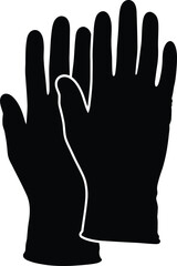 Fototapeta premium Black Silhouette of Two Latex Gloves on White Background medical gloves protective gloves