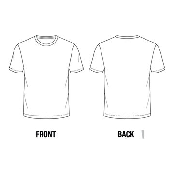 Vector art of front and back view of a blank white tshirt, isolated on a white background