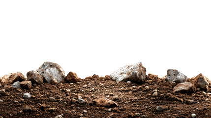 Rocks and soil on black background earth texture nature stones