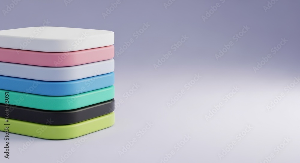 Poster stack of colorful rounded square shapes offering ample copy space
