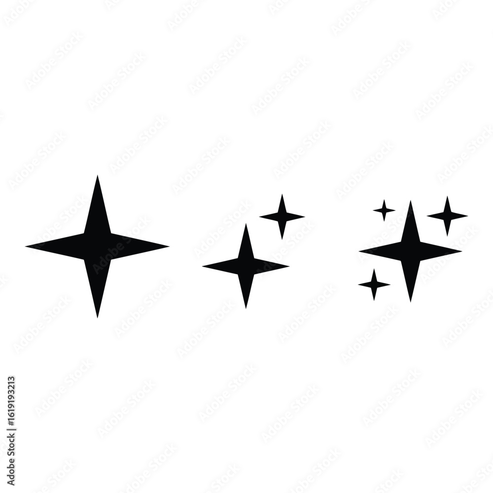Poster vector art of collection of sparkling starburst icons isolated on a white background