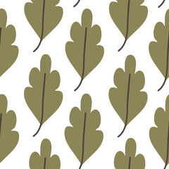 Dark green autumn oak leaves seamless pattern background for packaging and decoration