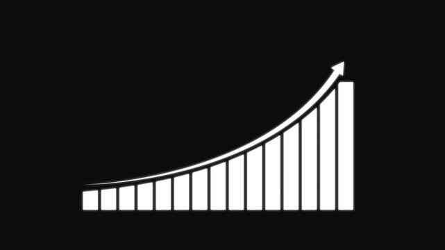 Animation data stock market business infographics  animation with arrow  white color black  background .