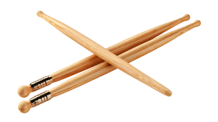 Wooden drumsticks crossed on black background music instrument rhythm percussion