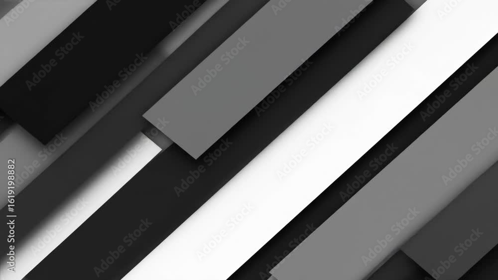 Poster Overlapping grayscale bars form a dynamic, modern abstract pattern