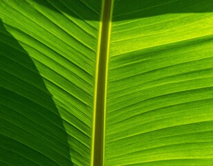 Close Up of a Vibrant Green Leaf with Detailed Veins and Natural Texture in Sunlight