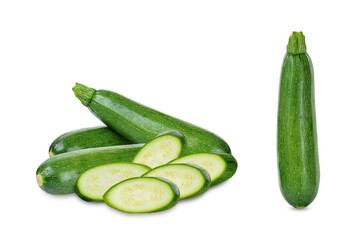 fresh green zucchini isolated on transparent background.