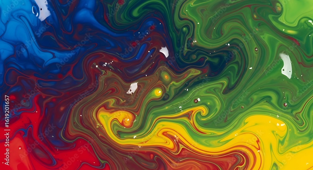 Poster colorful acrylic paint swirling abstract background with smooth transitions and intricate patterns