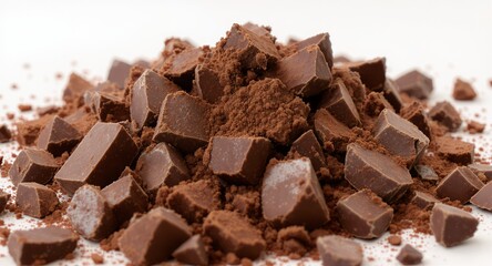 Fototapeta premium Chocolate Chunks and Cocoa Powder CloseUp