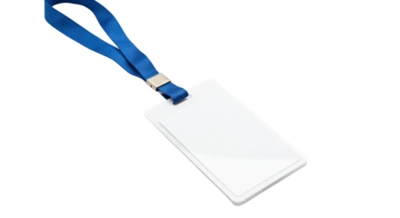 Blank ID card with blue lanyard isolated PNG with Transparent Background