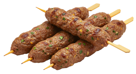 Pile of beef Kofta kebabs isolated PNG with Transparent Background