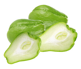 chayote squash still life on transparent background.