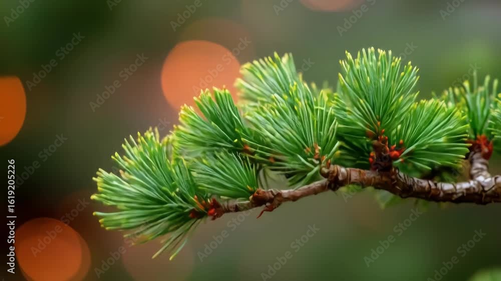Poster pine branch macro with bokeh