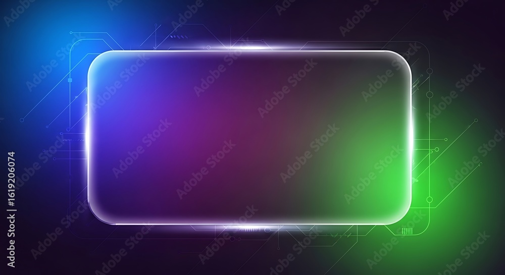 Poster modern technology background with glowing frame and circuit board elements