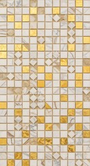 Luxurious mosaic tile design featuring gold and marble accents for elegant interiors